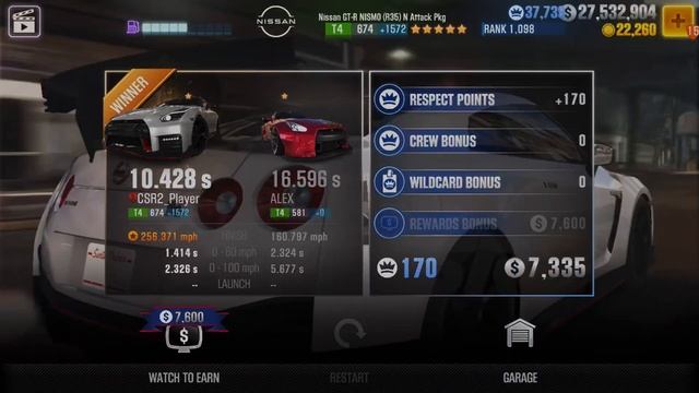 【CSR2】GT-R NISMO (R35) N ATTACK PKG (gold Version) • Tune & Shift • 10.428