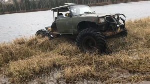 Не совсем удачное испытание  самодельного вездехода на колёсах от газ 66.