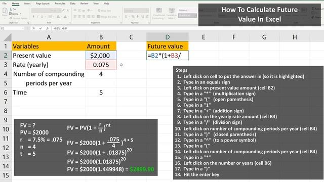 How To Calculate The Future Value Of Money (By Hand) In Excel Explained - Future Value Formula смотреть онлайн