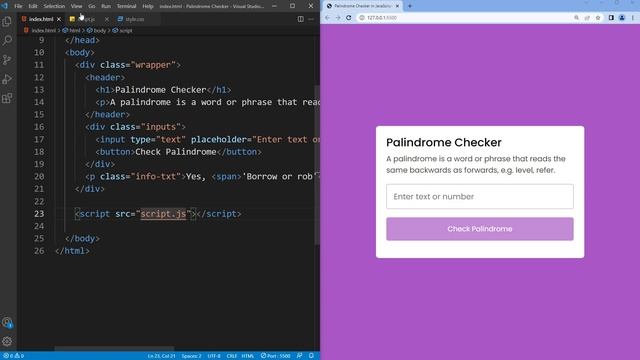 Build A Palindrome Checker in HTML CSS & JavaScript | Palindrome Checker in JavaScript смотреть онлайн