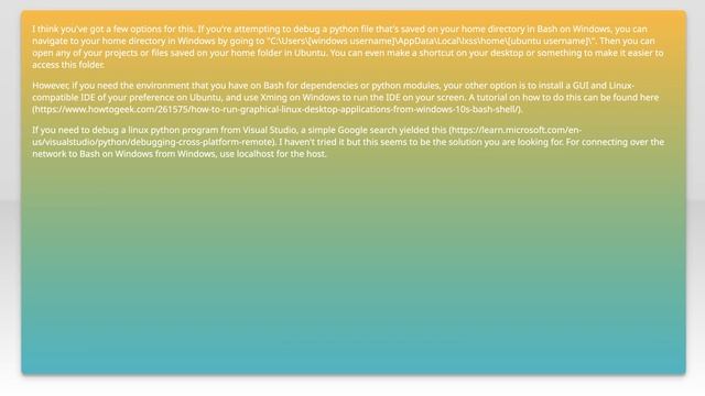 Bash on Windows - debug a python file with Visual Code or Visual Studio смотреть онлайн
