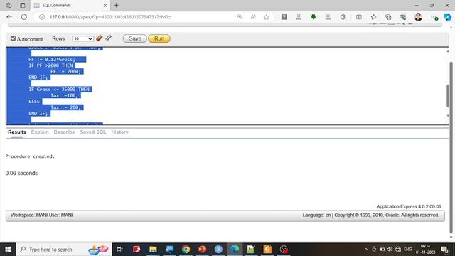 BCA III Sem DBMS Lab Part B 6 : PL SQL Procedure to calculate salary of employee смотреть онлайн