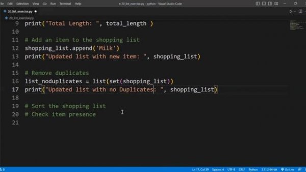 20 Learn Python | Python Shopping List Analysis | Python Tutorial for Beginners