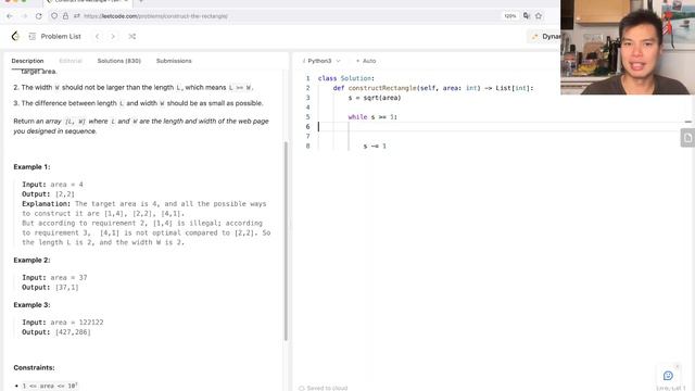 492. Construct the Rectangle (Leetcode Easy) смотреть онлайн