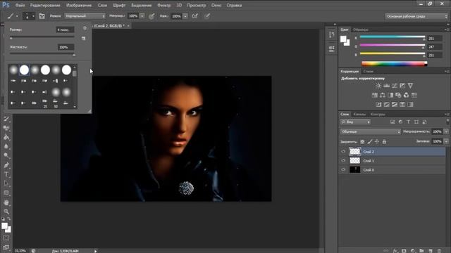 Анимация в фотошоп при помощи кистей. Блестки.Урок от Студия CreativeLive смотреть онлайн