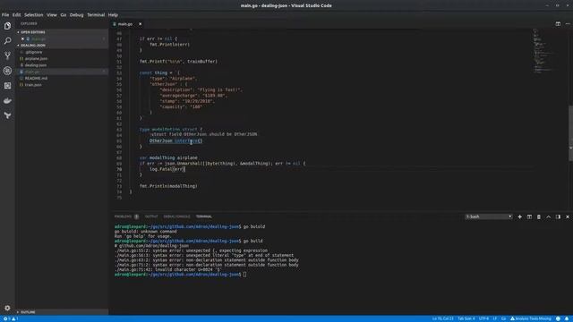 Thrashing Code Session Go B008 - Marshalling and Unmarshalling JSON, and dealing with dynamic JSON. смотреть онлайн