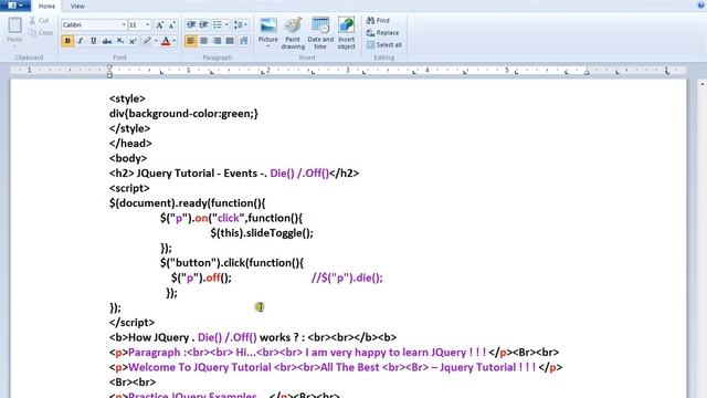 DIE OR OFF METHOD IN JQUERY DEMO смотреть онлайн