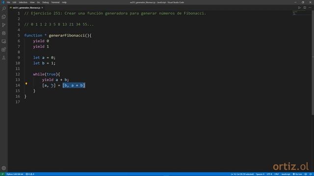JavaScript - Ejercicio 251: Crear una Función Generadora para Generar Números de Fibonacci смотреть онлайн