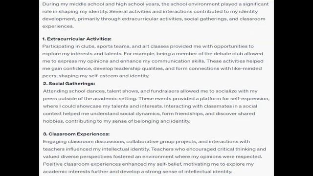 How did the school house contribute to your identity development Was it through extra activities смотреть онлайн