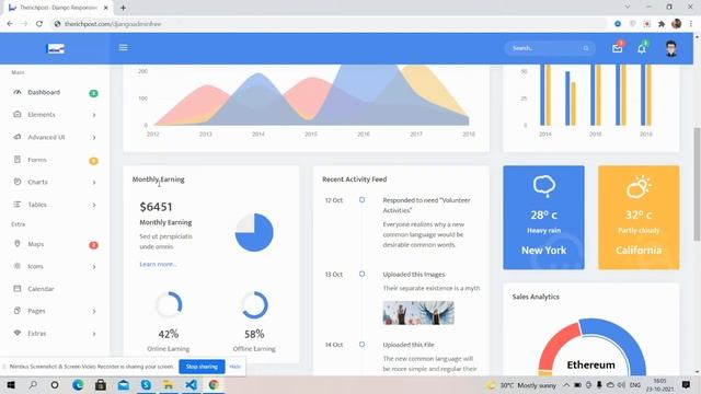Django Admin Dashboard Template Demo смотреть онлайн