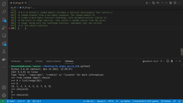Solution to Data Structures and Algorithms in Python R-1.12: randrange() смотреть онлайн