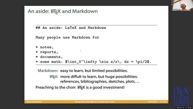 TUG 2022 — Boris Veytsman — Using knitr and LaTeX for literate lab notes смотреть онлайн