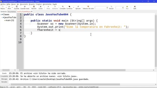 Variables y datos por el usuario, con OpenJDK + Geany (ejercicios de Java - 004) смотреть онлайн