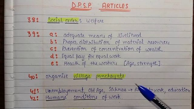 Directive principles Articles|| lec.23 ||Handwritten Notes || Indian polity || An aspirant ! смотреть онлайн