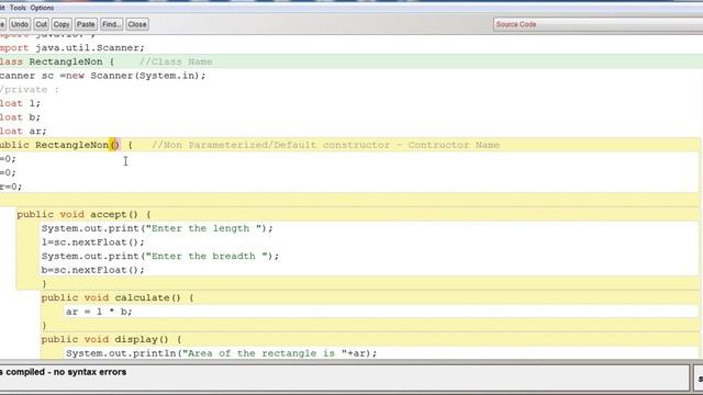 CONSTRUCTOR AREA RECTANGLE NON PARAMETERIZED ||JAVA CLASS by ASHISH смотреть онлайн