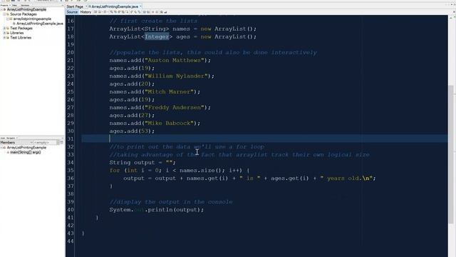 ArrayList Print Example смотреть онлайн