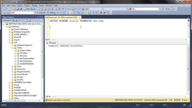 SQL SERVER: CHANGE TABLE SCHEMA смотреть онлайн