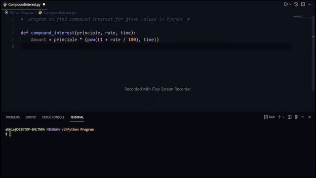 Python Programs Examples || Program - 6 || Compound Interest смотреть онлайн