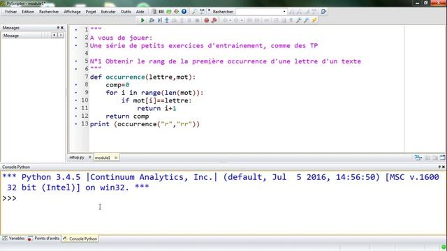 Programmation Python #60 "A VOUS DE JOUER" TP1 position première occurrence d'une lettre d'un texte смотреть онлайн