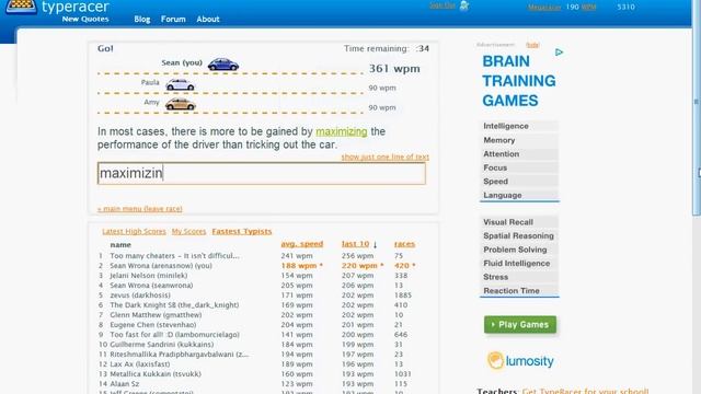 256 wpm race - former all-time TypeRacer record смотреть онлайн