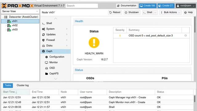 Proxmox - Howto Configure Ceph Distributed Storage For HA
