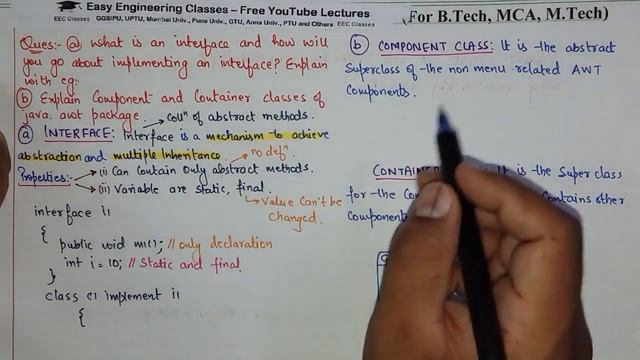 Java Interface with example, Explain Component and Container Classes of java.awt package смотреть онлайн
