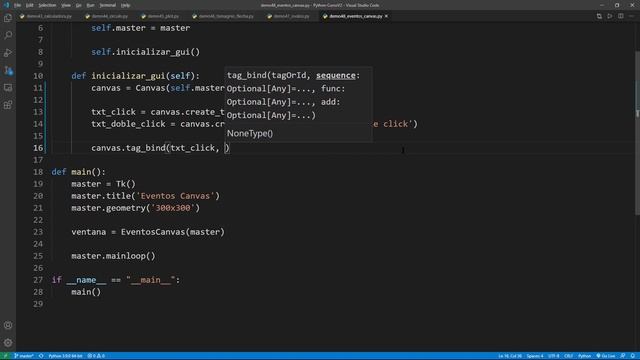 Python Curso V2: 705 2/2 Usar Tkinter para Dibujar Texto en un Canvas y Asociar Eventos Interacción смотреть онлайн