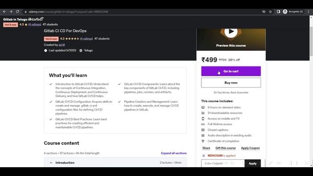 #GitLab CI CD in Udemy | In Telugu смотреть онлайн