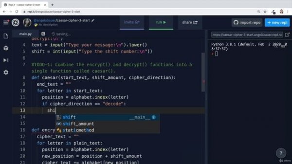 Day 8 - Function Parameters & Caesar Cipher - 8 Caesar Cipher Part 3 - Reorganising our Code