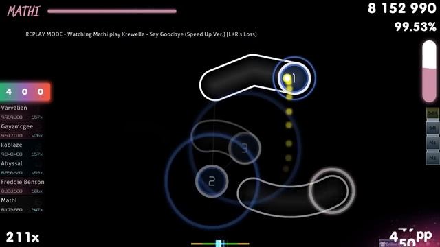 [8.33⭐] Mathi | Krewella - Say Goodbye (Speed Up Ver.) [LKR's Loss] 97.86% {#1 ? 13❌} - osu! смотреть онлайн