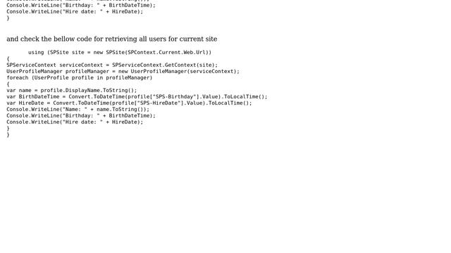 Get Date of Joining and Date of Birth of all users from Active Directory in C#,SharePoint2013 смотреть онлайн
