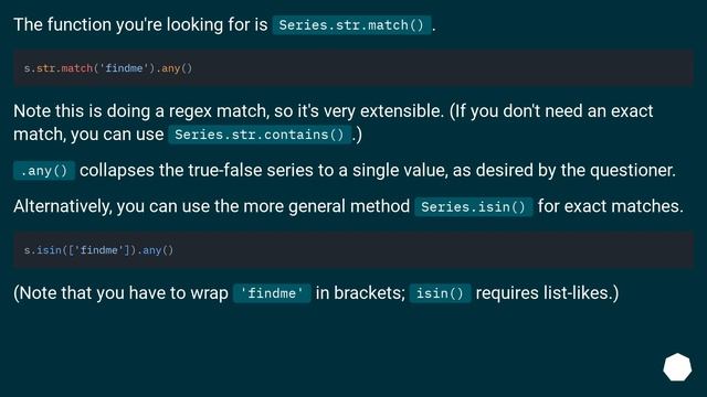 Finding a string in pandas.Series using the IN operator смотреть онлайн
