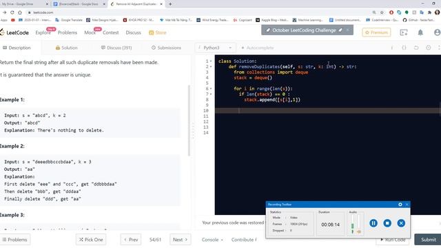 Leetcode python solution : 03 _ Remove All Adjacent Duplicates in String II смотреть онлайн