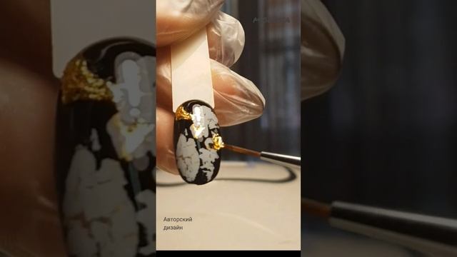 Осенний дизайн 2022?"Мрамор и поталь на ногтях. смотреть онлайн