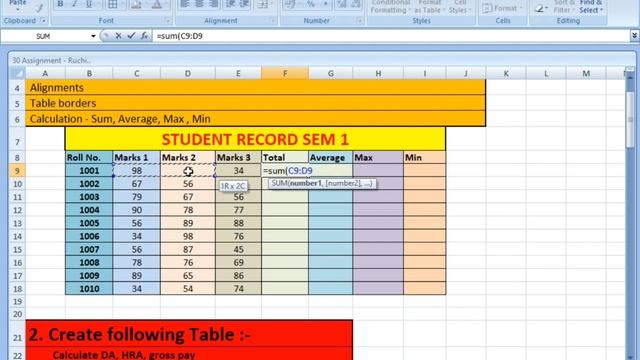 Hartron assignment | sum average max min Formula in excel | basic excel formula смотреть онлайн