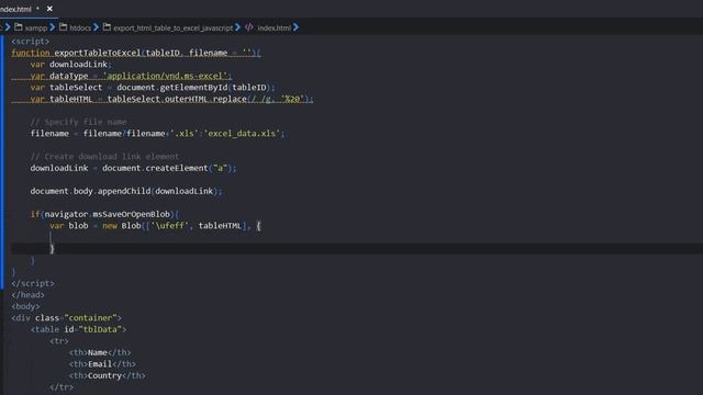 Export HTML Table Data to Excel using JavaScript смотреть онлайн