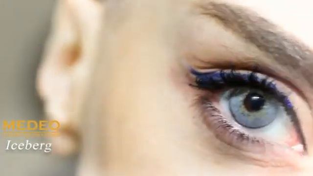 Цветные линзы Medeo Iceberg на карих глазах. смотреть онлайн