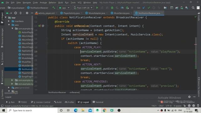 How To Build Music Player - Android Tuts | Control Notification Buttons Broadcast Receiver Part - 1 смотреть онлайн