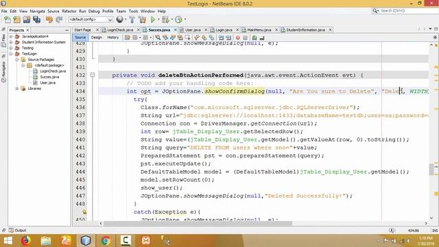 Confirm dialog box before deleting a row in java смотреть онлайн