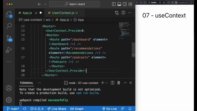 07. React useContext Hook (User Context Example) || Learn React Through Mini Projects смотреть онлайн