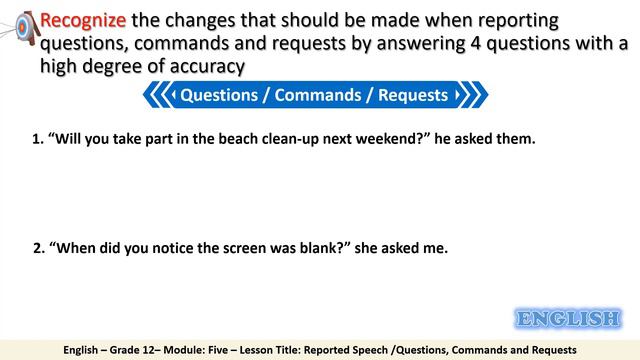 Grade 12 Humanities English Grammar 5b Reported questions commands – requests SB 76 смотреть онлайн