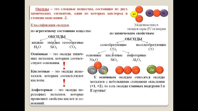 Оксиды, их классификация и свойства. смотреть онлайн