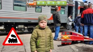 Пассажирский поезд на вокзале/Провожаем бабушку на поезд и смотрим поезда..mp4