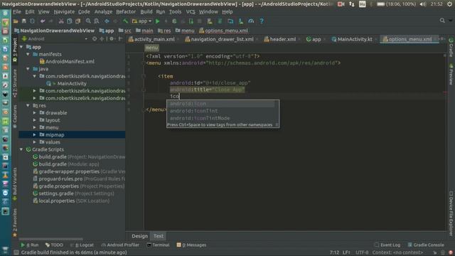Android Kotlin Usage - Options Menu with exit icon смотреть онлайн
