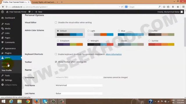 Users tab of Wordpress's Dashboard Class 10 in Urdu and Hindi by Seekhoo.com смотреть онлайн