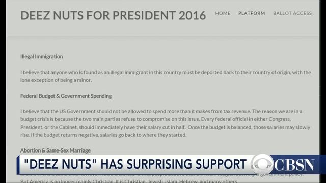 "Deez Nuts" gaining momentum in presidential race смотреть онлайн