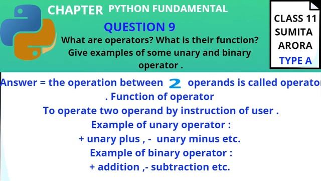 What are operators? What is their function? Give examples of some unary and binary operator . смотреть онлайн