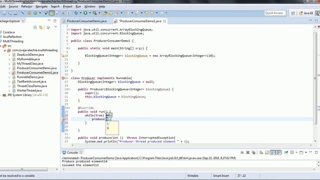 Solving Producer and Consumer Problem using BlockingQueue смотреть онлайн