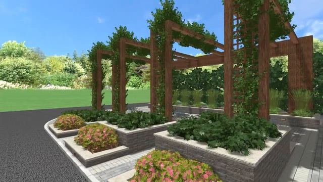 Ландшафтный дизайн. Визуализация входной группы. смотреть онлайн