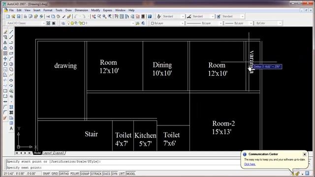 Autocad 2007 Tutorial ( House Plan 40'X23' ) Complete House Drawing смотреть онлайн